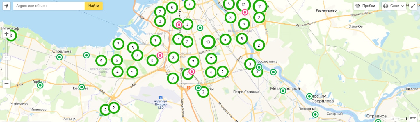 Карта пунктов выдачи