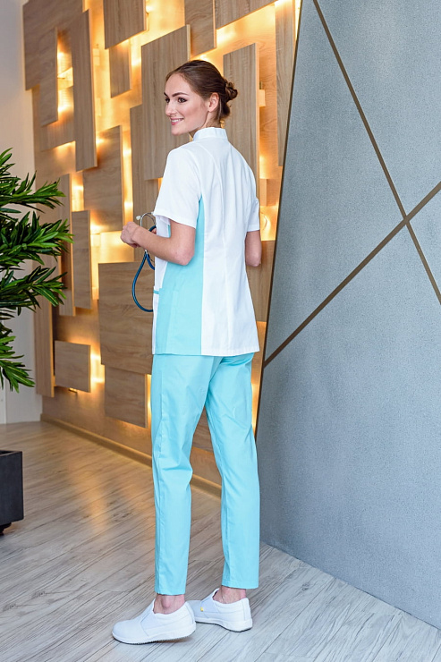 Блуза женская «Венеция», белый/мята, 40