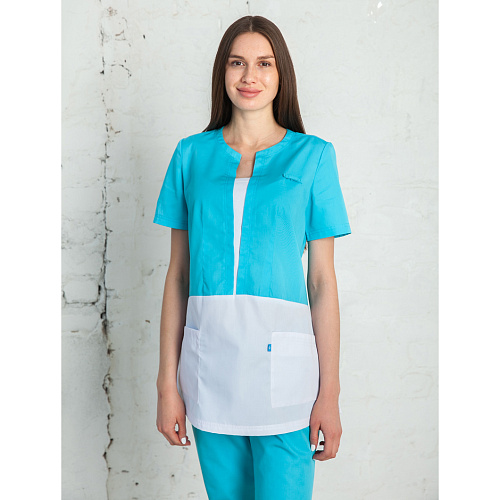 Туника женская, белый-голубой, 52