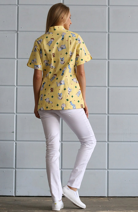 Блуза женская «Педиатр», жёлтый принт, 54
