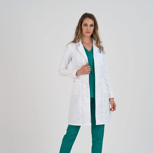 Халат женский Тезис TZ815 на пуговицах, белый, 50