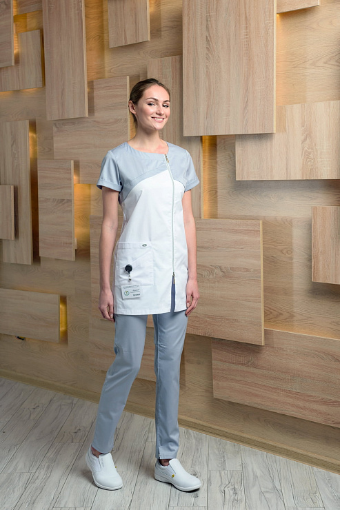 Блуза женская «Жемчуг», белый/серый, 42