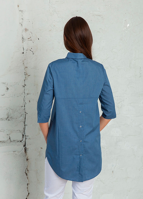 Рубашка женская на кнопках, деним, 52