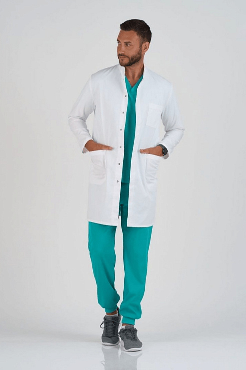 Халат мужской Тезис TZ833 на кнопках, белый, 54