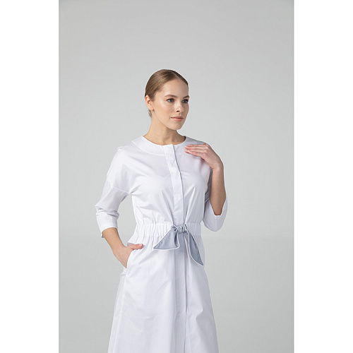 Платье Dr. Nice с серым поясом, белый, 46