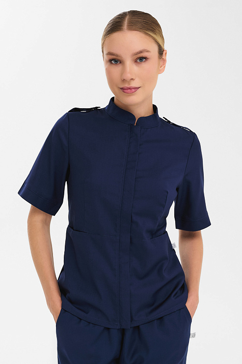 Рубашка женская на молнии Тезис TZ400, темно-синий, 50