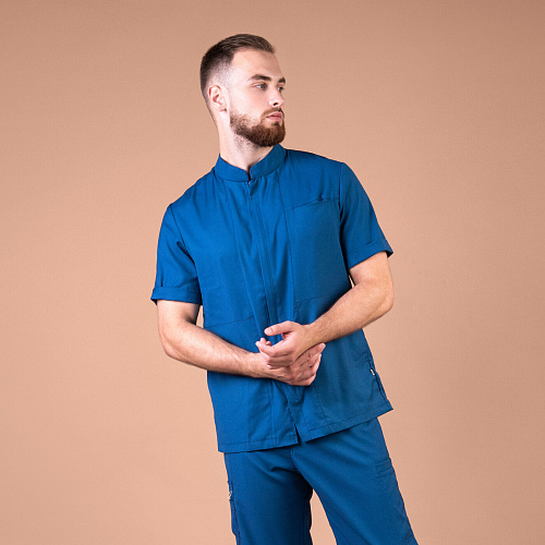 Рубашка мужская на молнии Тезис TZ700, синий, 58