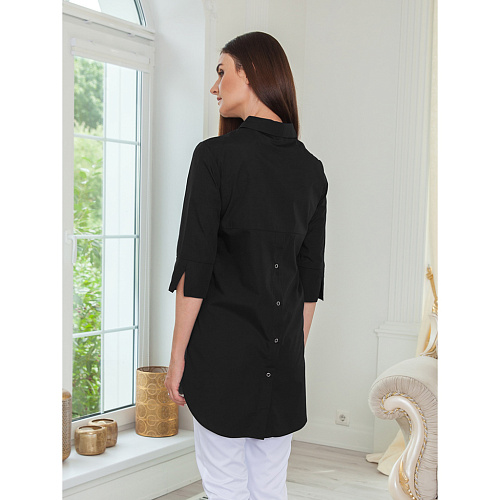 Рубашка женская на кнопках, черный, 50