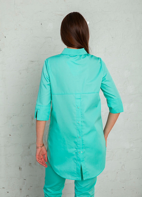 Рубашка женская на кнопках, аквамарин, 46