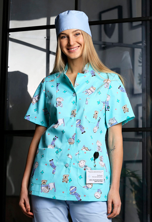 Блуза женская «Педиатр», голубой, 42