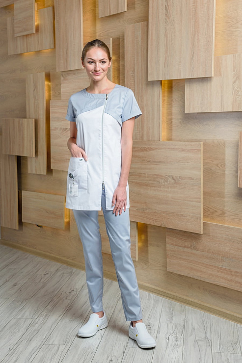 Блуза женская «Жемчуг», белый/серый, 42