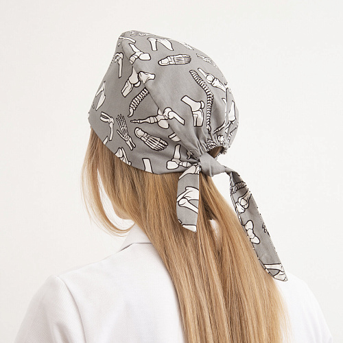 Шапочка медицинская, принт "Кости", серый