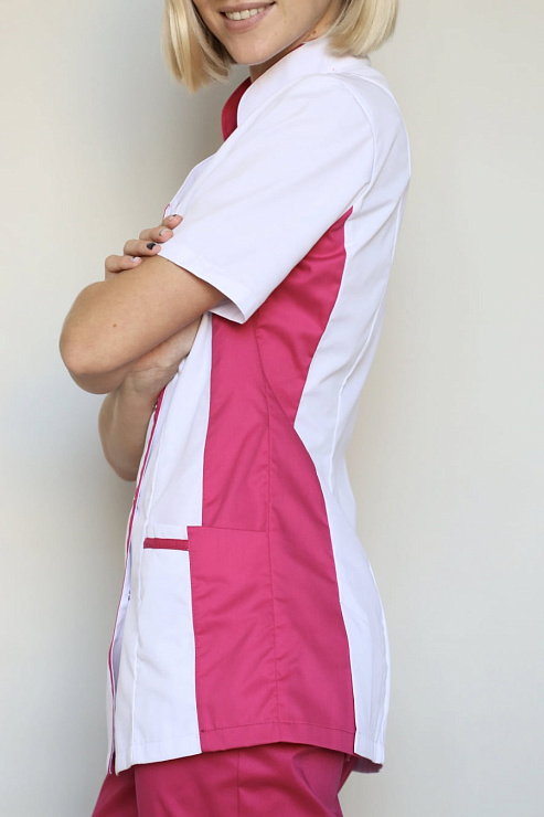 Блуза женская «Венеция», белый/фуксия, 44