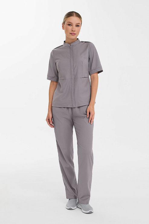 Рубашка женская на молнии Тезис TZ400, серо-бежевый, 42