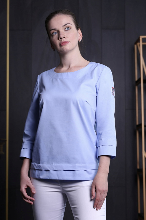 Блуза женская «Лодочка», голубой, 46