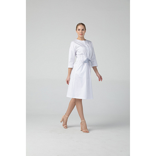 Платье Dr. Nice с серым поясом, белый, 46