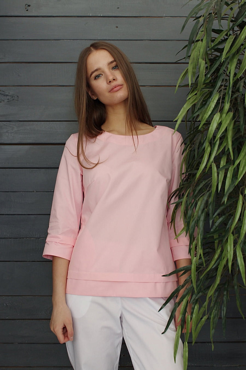 Блуза женская «Лодочка», розовый, 46
