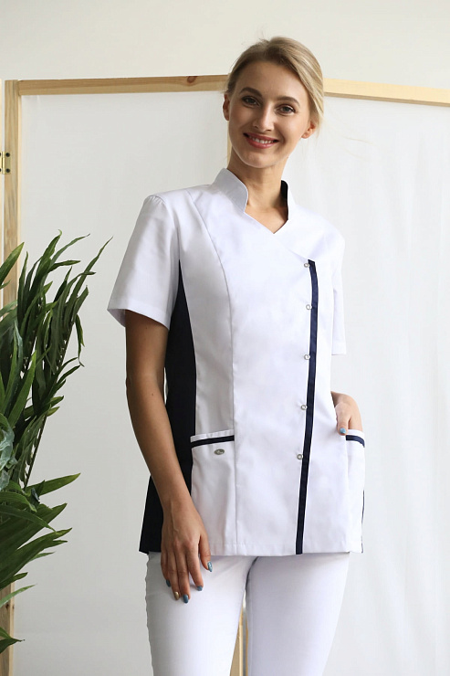 Блуза женская «Венеция», белый/темно-синий, 56