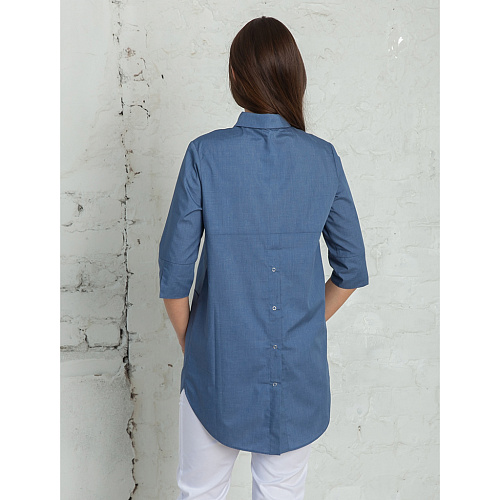 Рубашка женская на кнопках, деним, 58