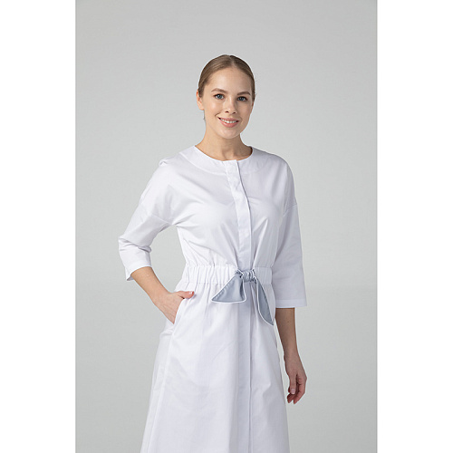 Платье Dr. Nice с серым поясом, белый, 46