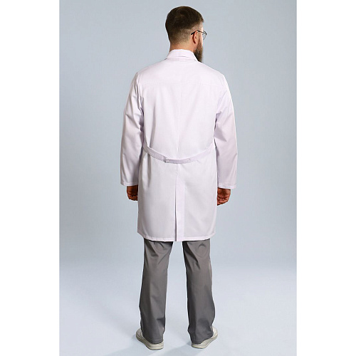 Халат медицинский мужской на пуговицах, белый, 62