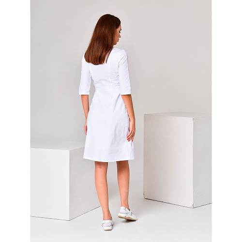 Халат женский с двойной юбкой, белый, 54