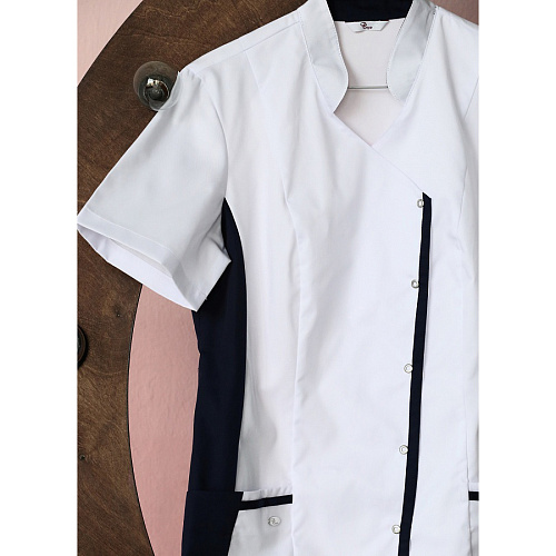 Блуза женская «Венеция», белый/темно-синий, 54