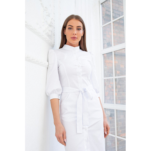 Платье Dr. Nice на пуговицах, белый, 42